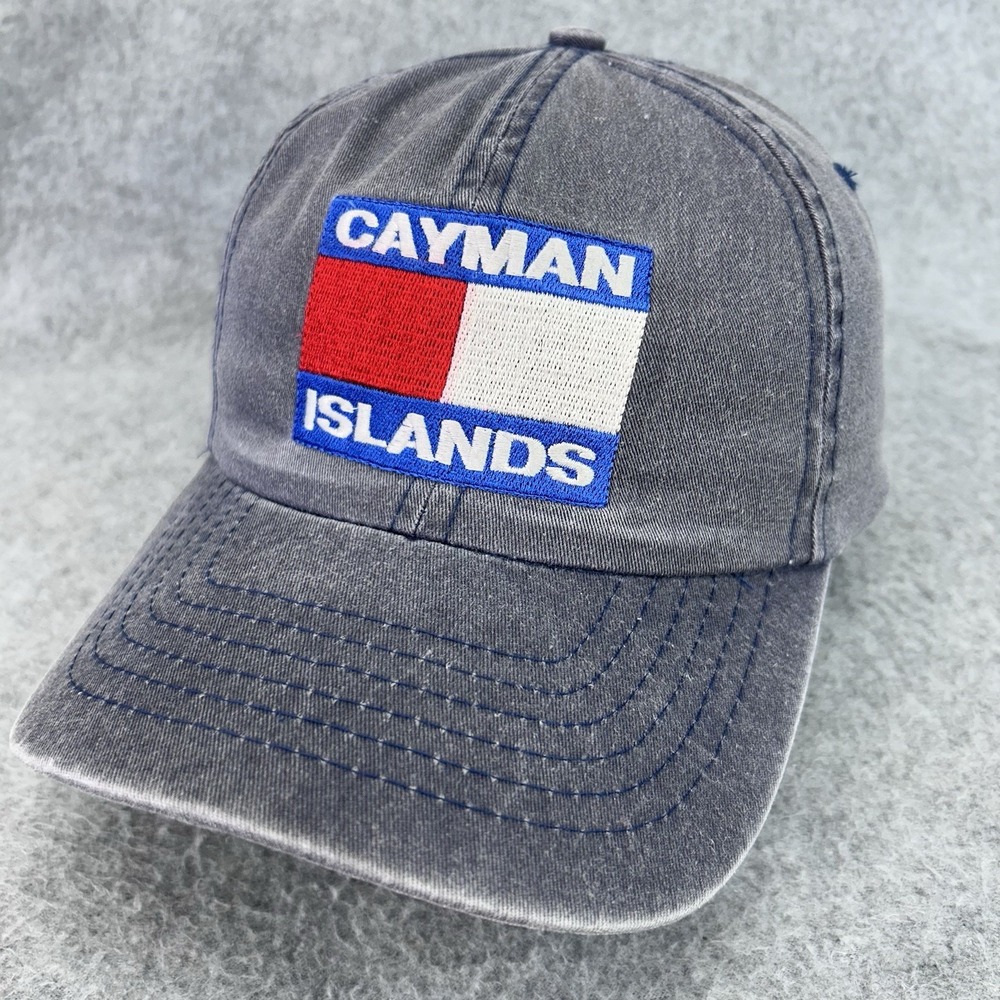 Cayman Islands Flag Patch Dad Hat Strapback Grey Blue Cotton Adjustable Cap